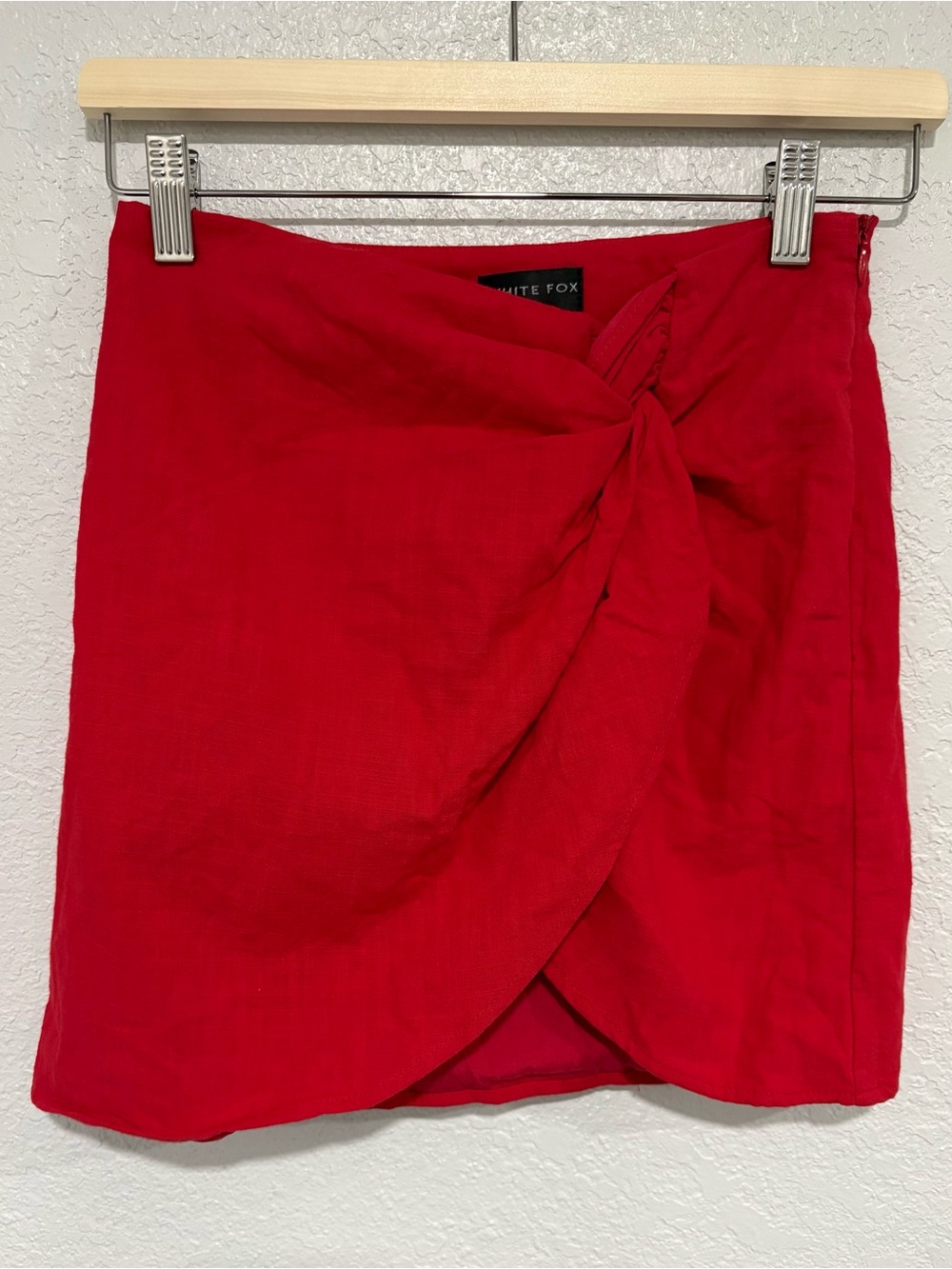 White Fox Boutique Red Knot-Front Mini Skirt